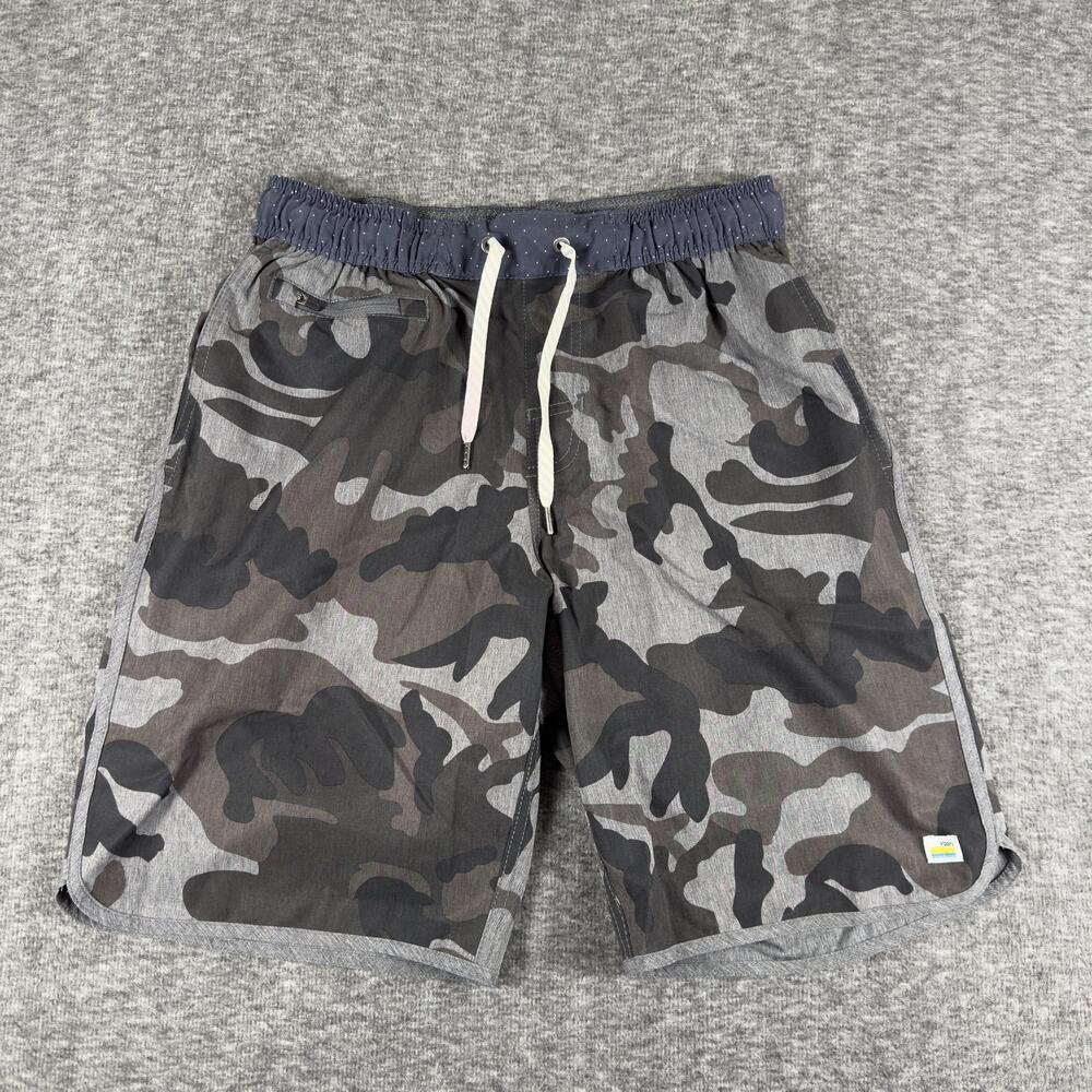Vuori Banks Shorts Mens Small Gray Camo Performance 4 Way Stretch Athletic